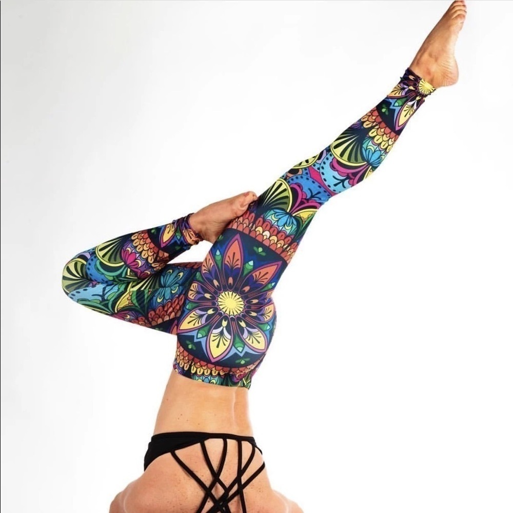 Vibrant Floral Mandala Yoga Leggings - Multicolor